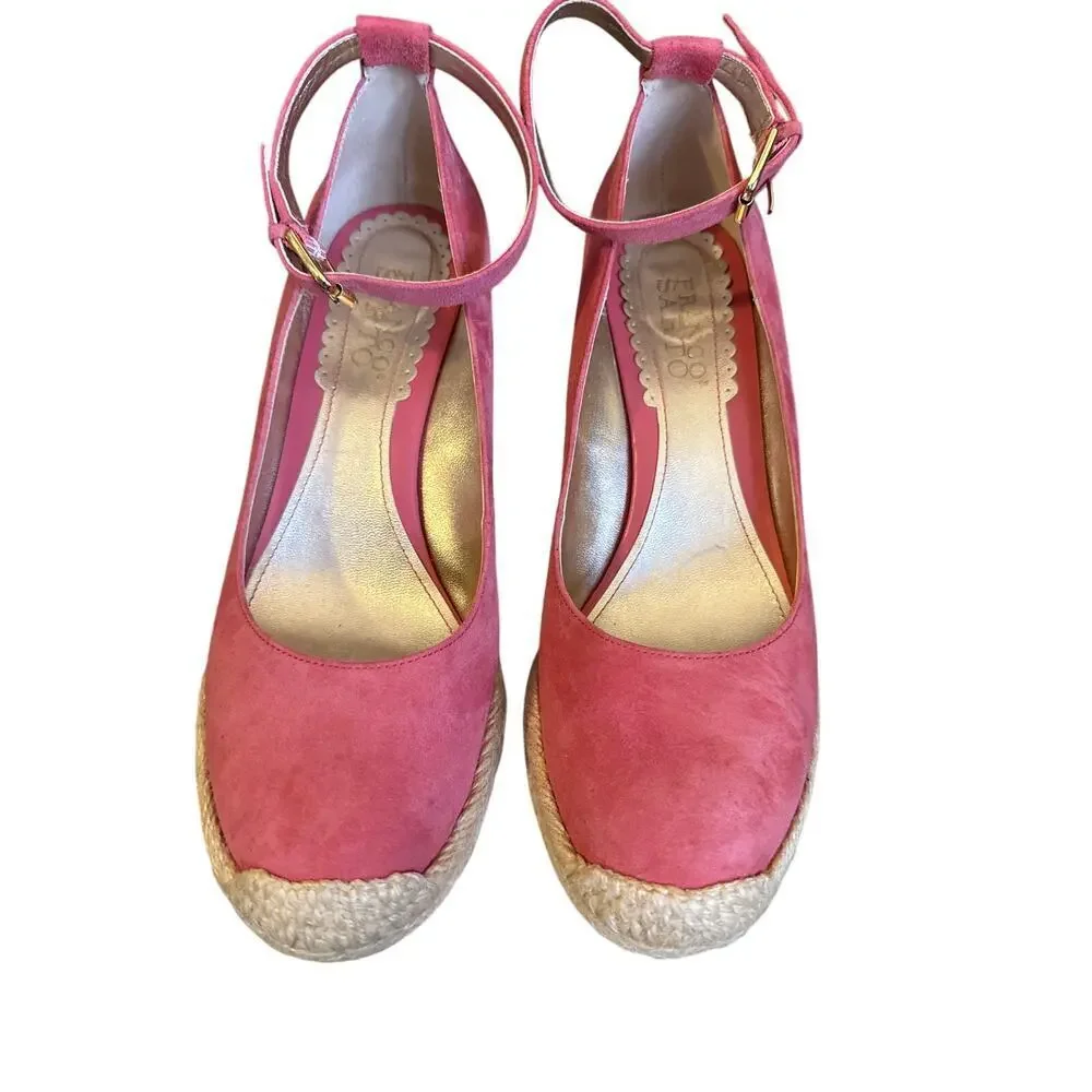 FRANCO SARTO pink suede espadrille heels - 7.5